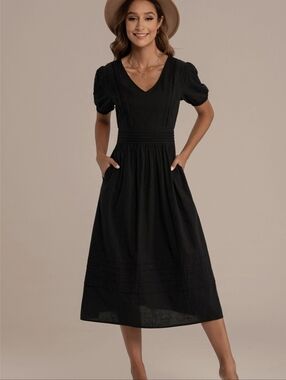 Petallush Black Linen Blend Dress Size Medium NWT